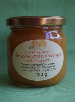 Fruchtaufstrich beschwipste Orange mit Ingwer